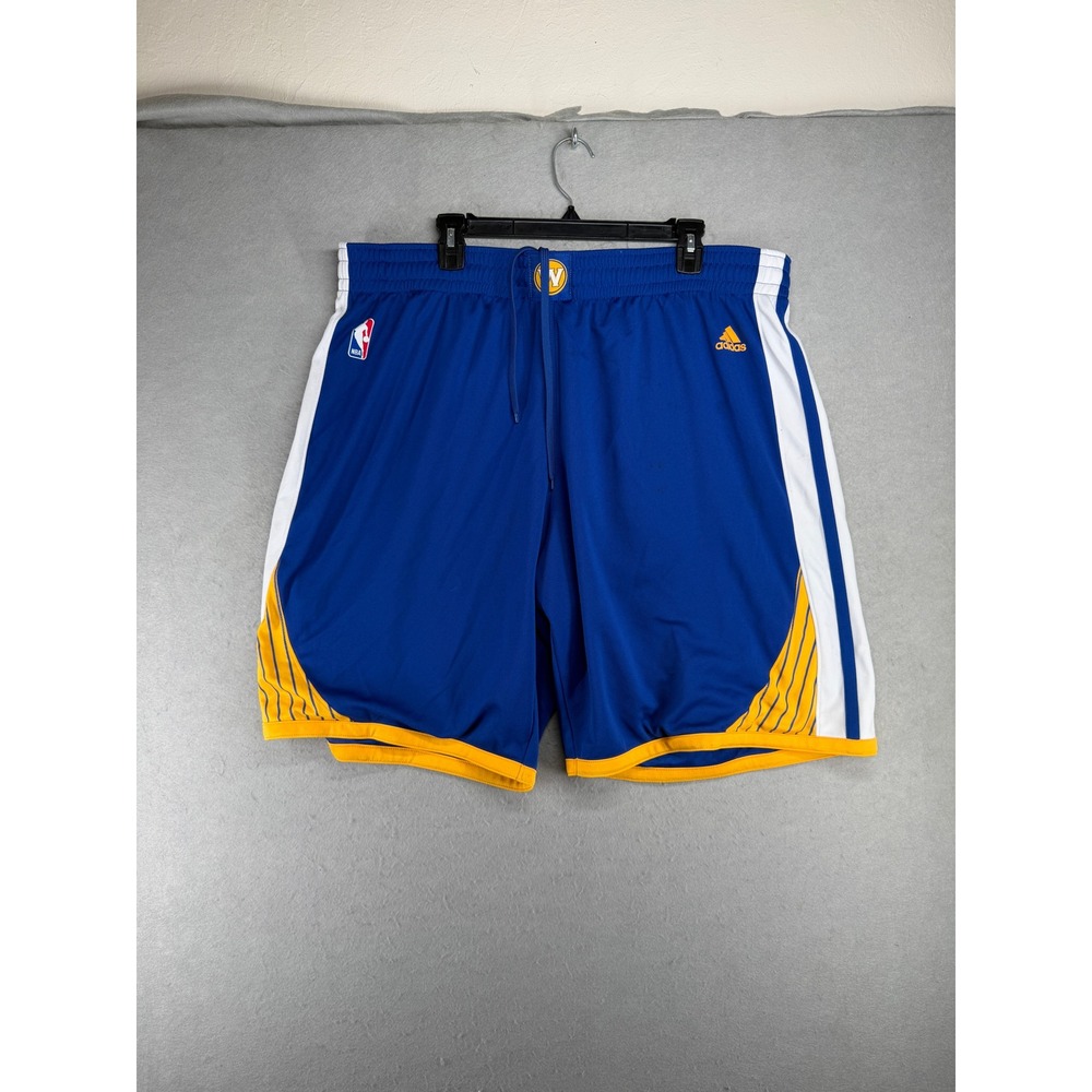 Adidas NBA Golden State Warriors Basketball Shorts Mens XXL Blue Yellow Striped